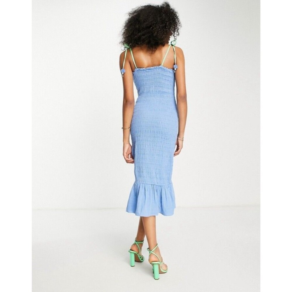 NWT Never Fully Dressed Smocked Blue Bodycon Dress Sz 6 Coastal Beach Vacation - Picture 6 of 11